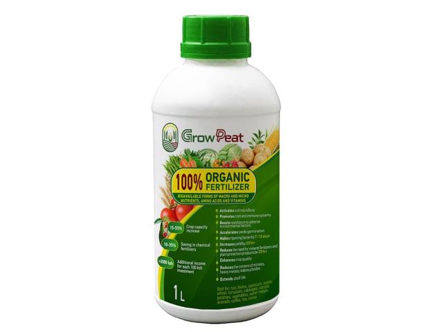 1litre Organic Grow Peat liquid fertlizer - 1